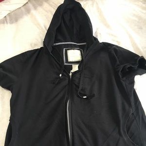 Green Tea short sleeve zip-up hooded sweatshirt